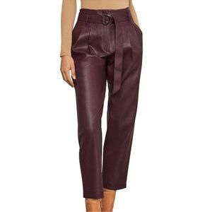 BCBG MAXAZRIA Women’s High Waist Brown/Burgundy Faux Leather Pant Medium